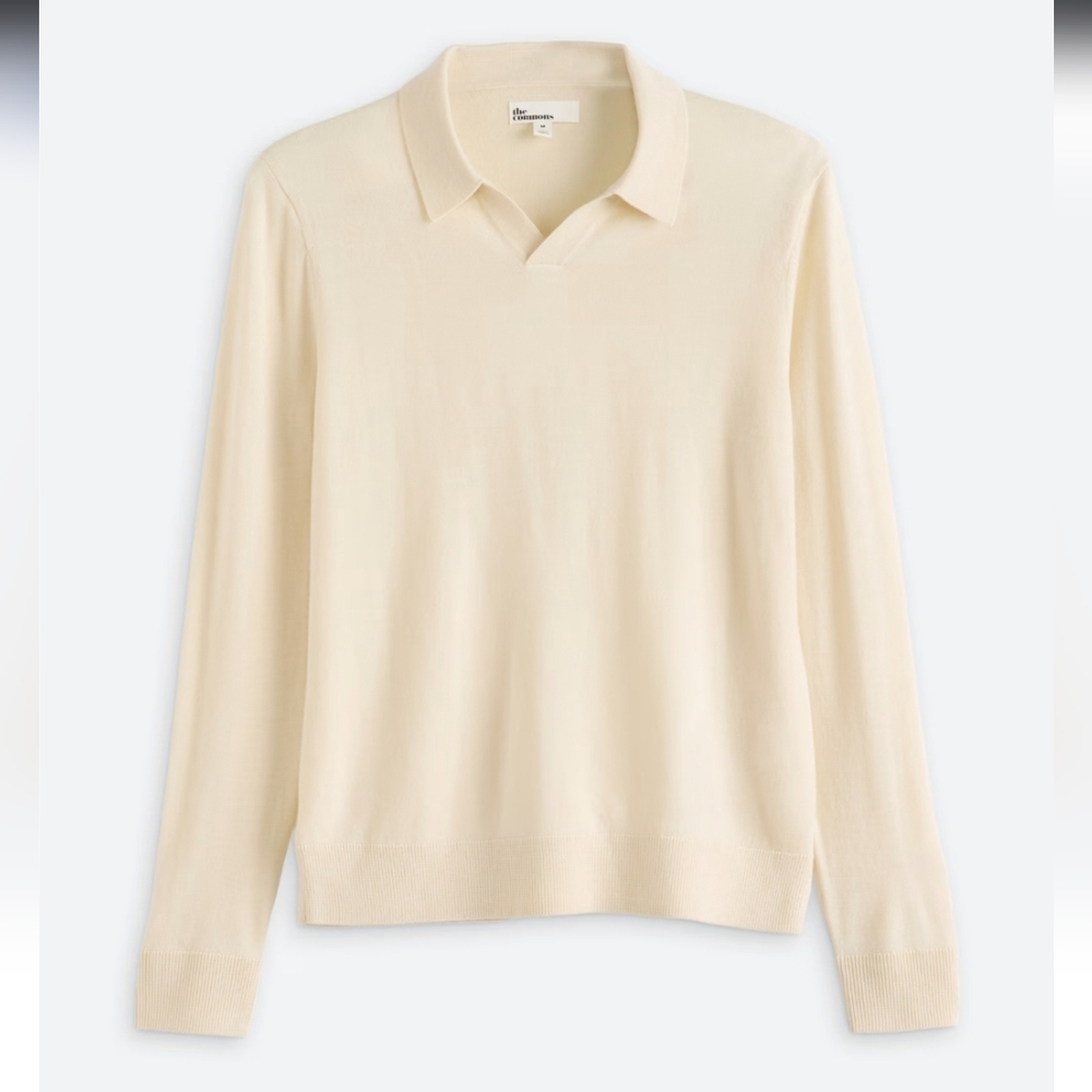 3337 NWT The Commons Long Sleeve Merino Johnny Collar Sweater Polo LG